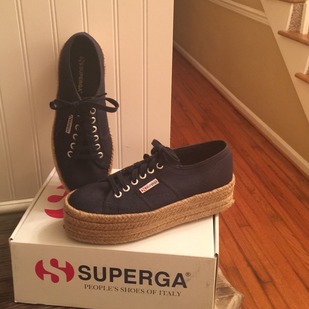 Superga Navy platforms