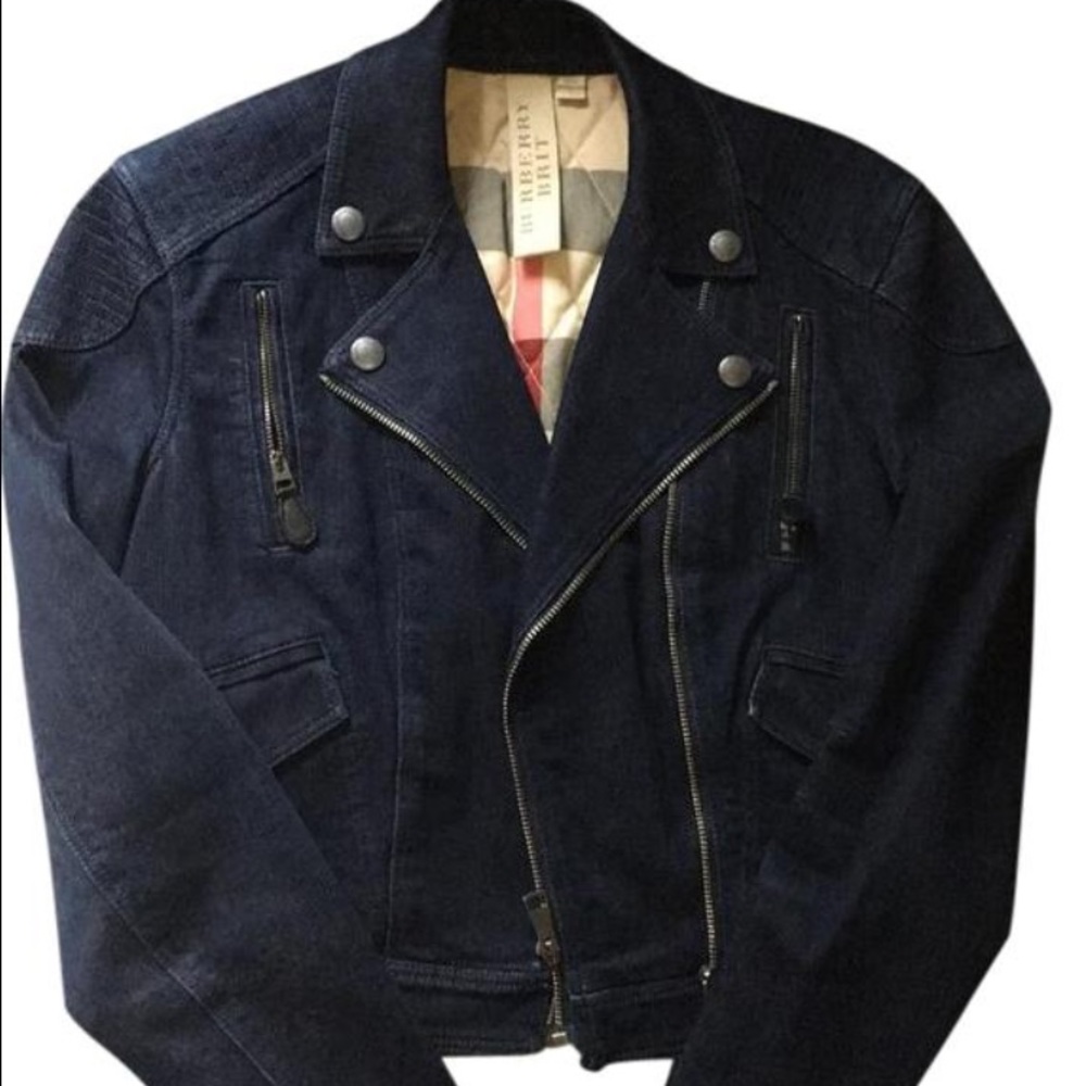 Burberry Brit dark blue denim cropped bomber jacke
