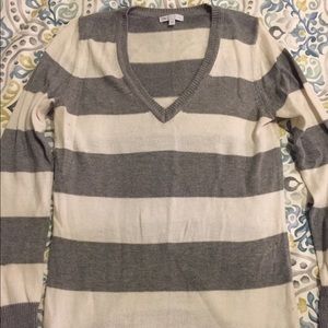 Gap Gray and White Striped Sweater