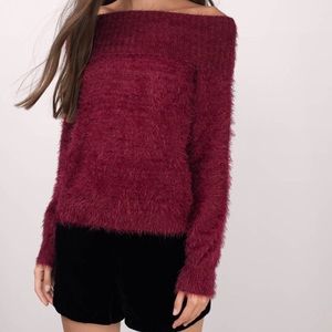 Fuzzy off-the-shoulder Sweater