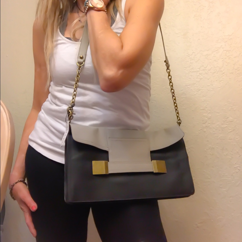 Solesociety Leather Shoulder Bag , NWT Navy-Clay M
