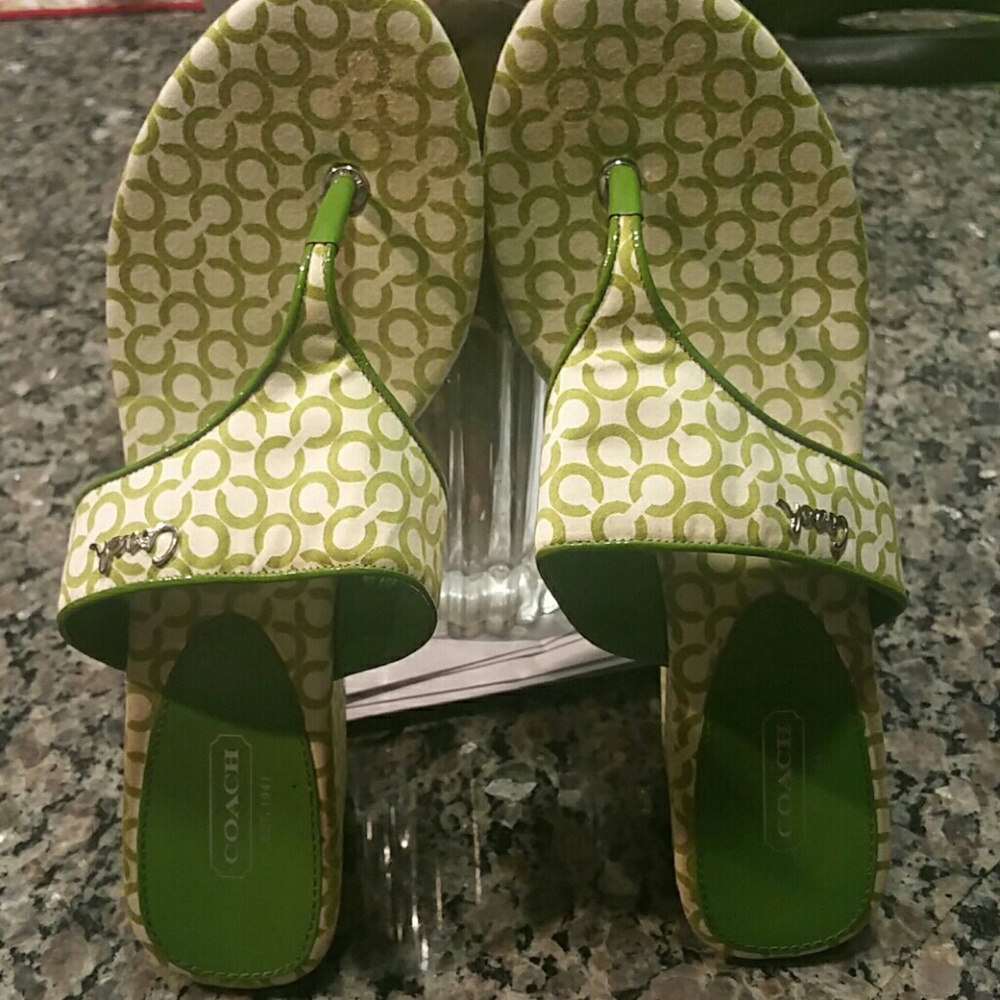 Beautiful green and white Coach wedge shoes