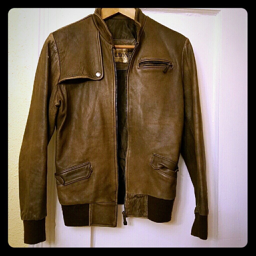 Brown leather jacket