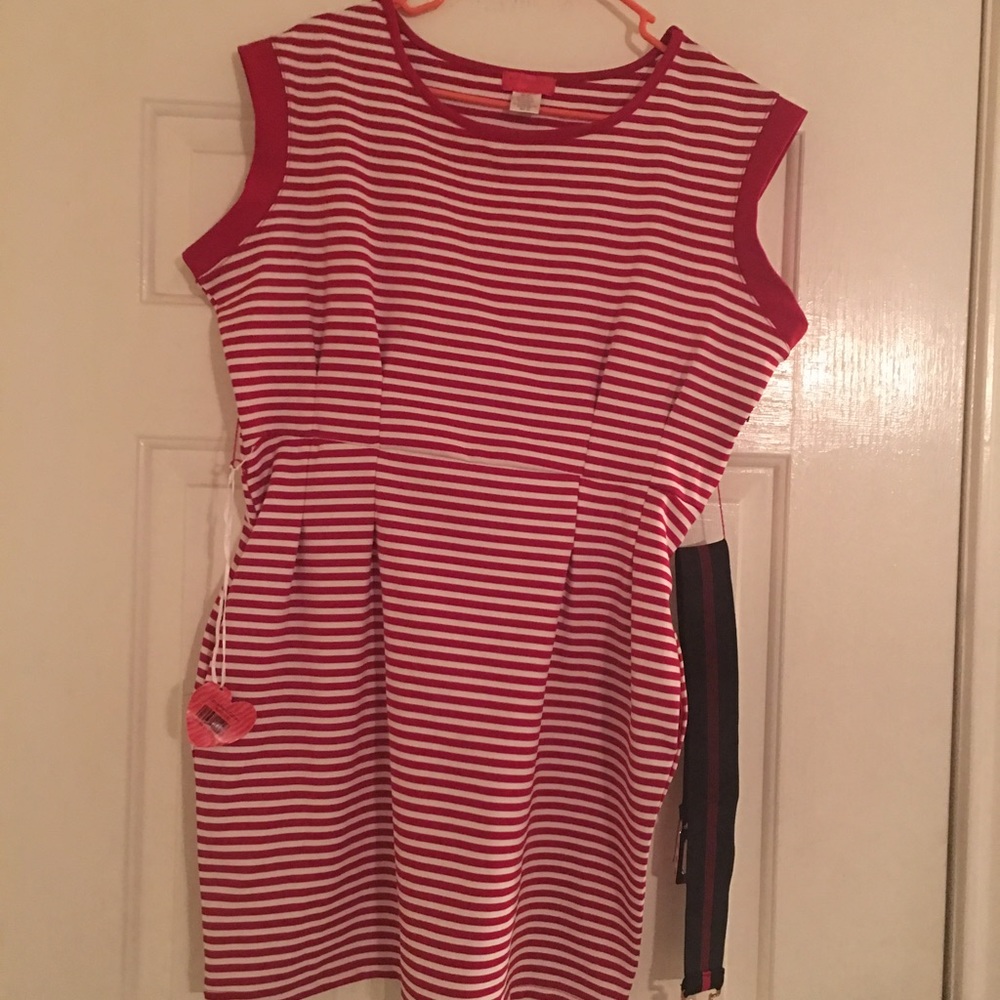 Red and white striped dress