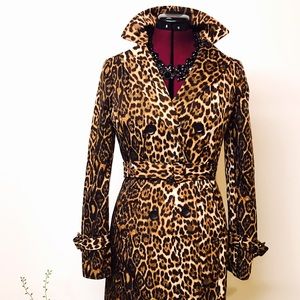 BCBG Leopard Trench Coat
