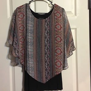 Tunic with attached Silky poncho