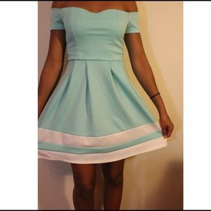 Light Aqua Off The Shoulder Dress