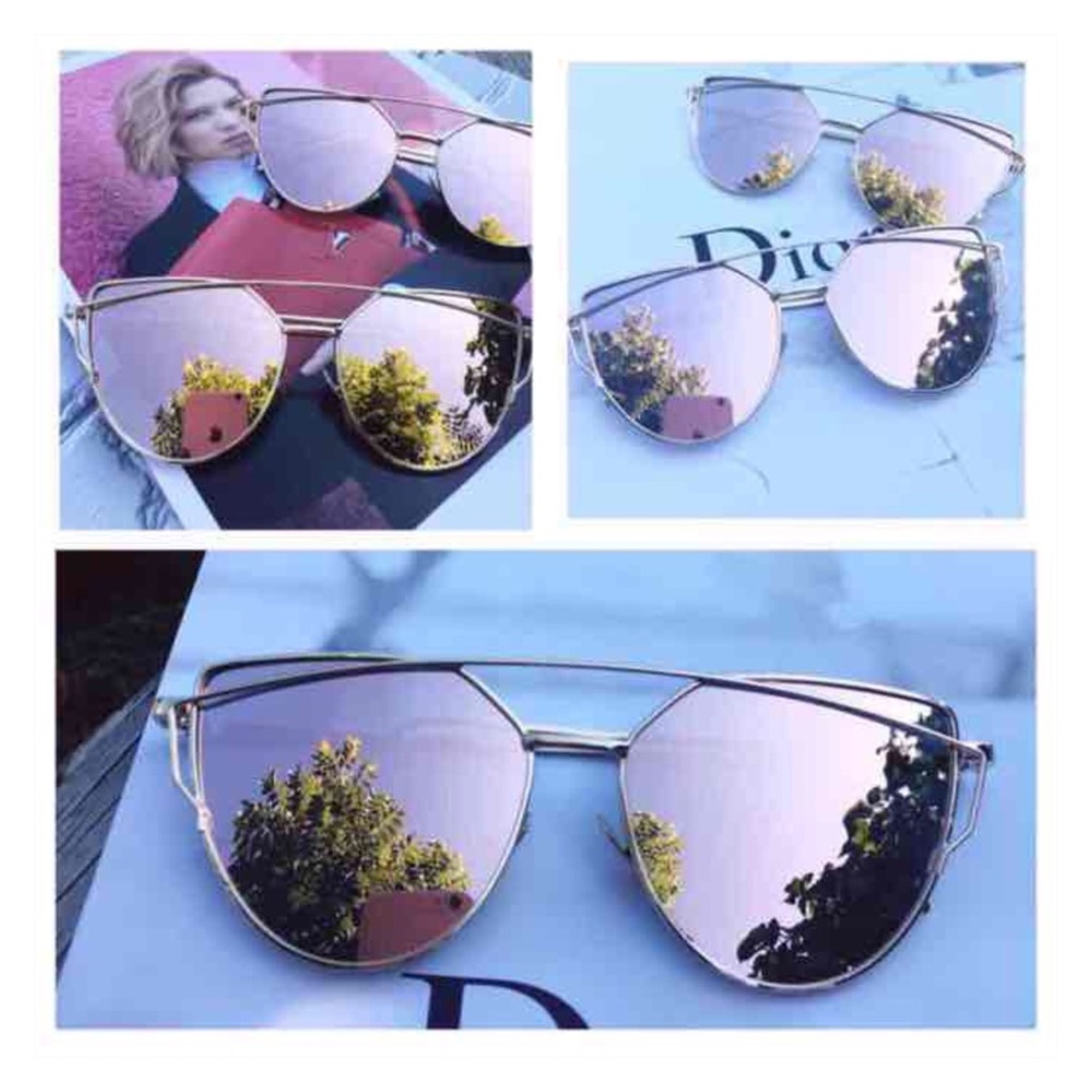 Rose Gold Mirrored Sunglasses - Picture 2 of 3