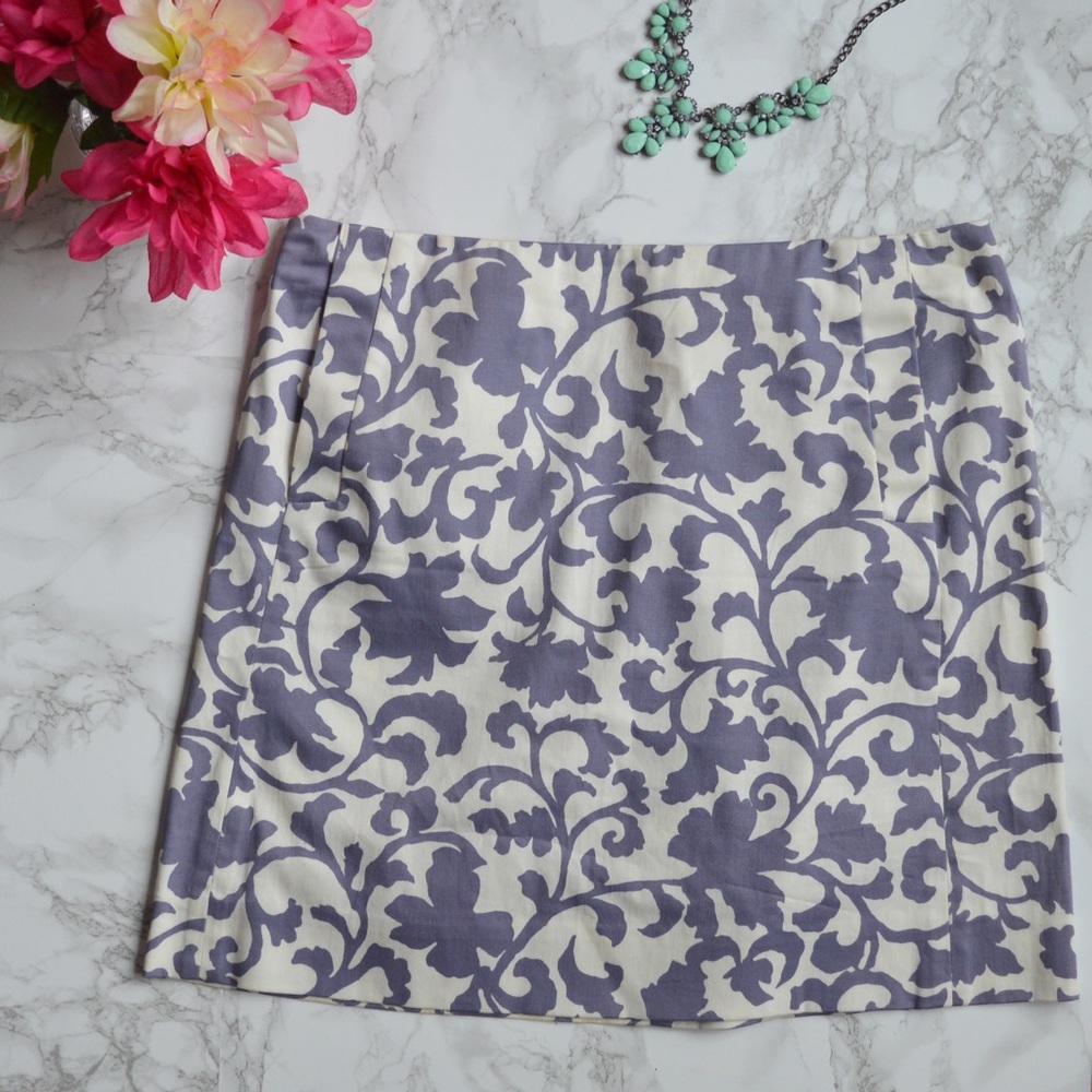 J. Crew Skirt Mini Lavender Leaves Pattern