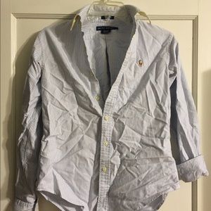 Long sleeve light blue pinstripe Ralph Lauren Top