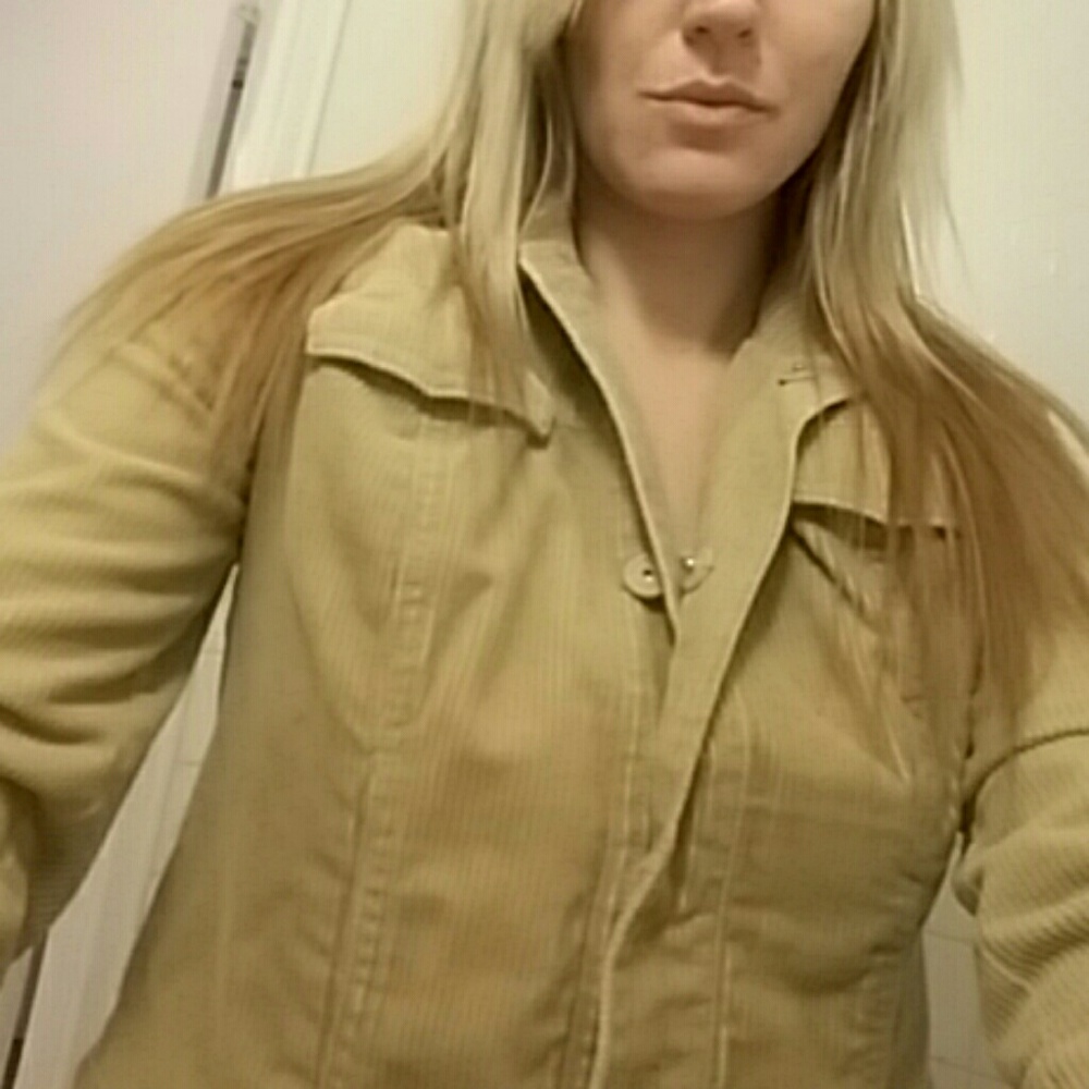 Like New!  J crew tan corduroy blazer, knit detail