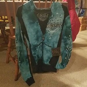 Affliction  Sinful  Sweatshirt ..turquoise