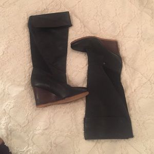UGG Leather Wedge Boots in black - 7.5 NWOT