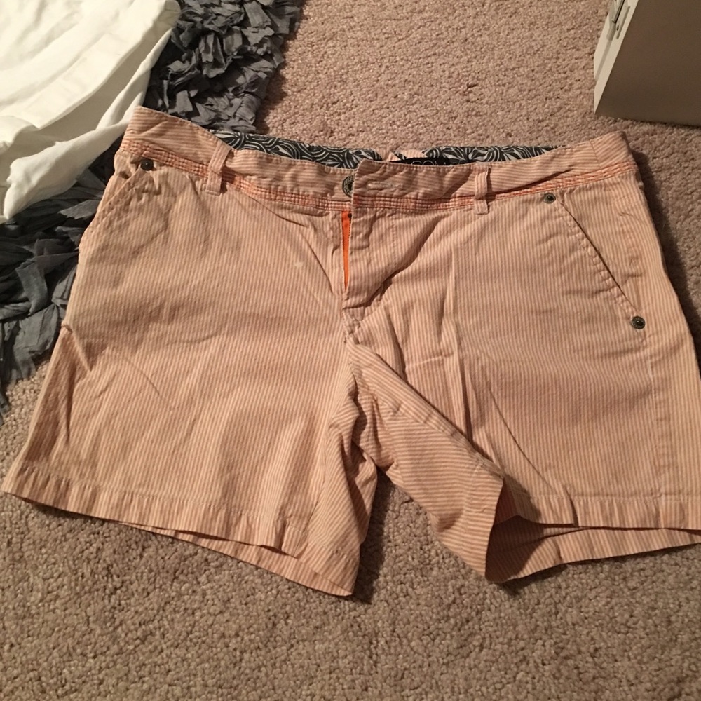 Volcom orange and white striped shorts size 7