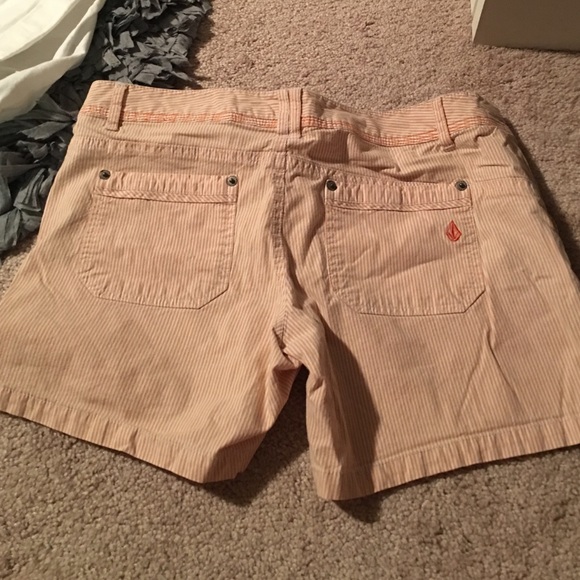Volcom orange and white striped shorts size 7 - Picture 3 of 3
