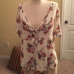 Flowing floral print top