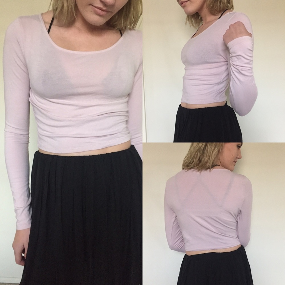 Long sleeve crop top - rusty pink
