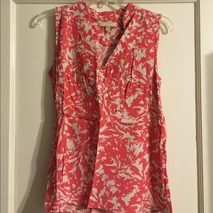 Peach and Tan sleeveless blouse