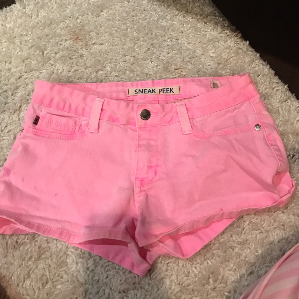neon pink shorts