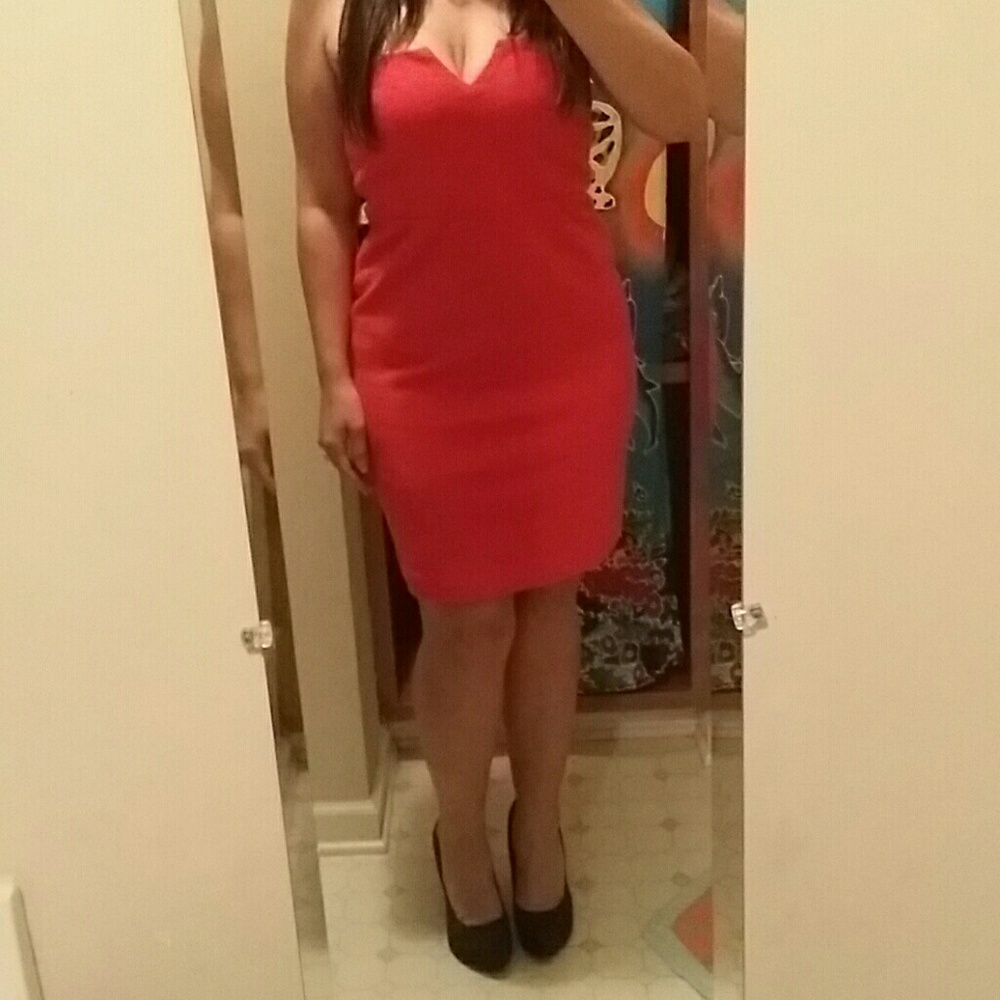 Priorities red strapless dress