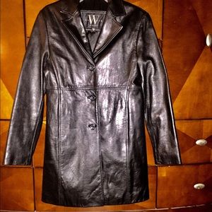 Black womens 3/4 length Leather jacket:Small NWOT