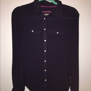 relaxed navy button up top