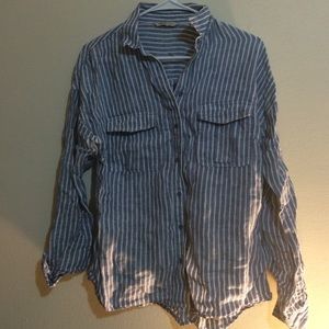 Marks and spencer blue striped shirt