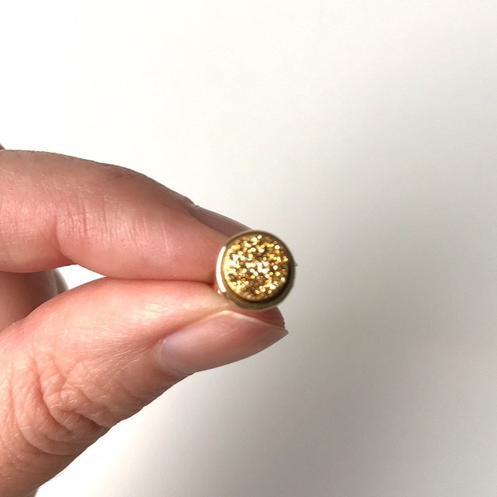 Gold Druzy Crystal Stud Earrings, 24K Gold