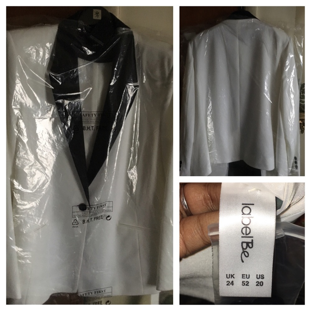 White blazer with black lapel