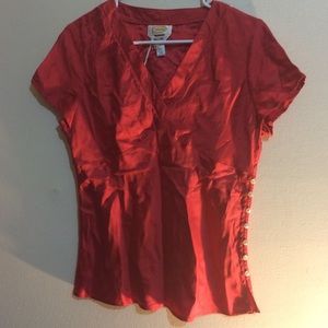 Talbots red blouse pure silk