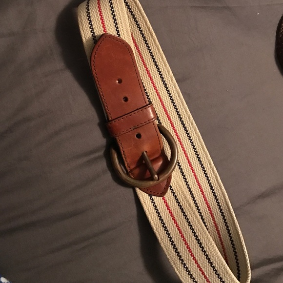 Creamy belt with red and blue strips with brown - Picture 3 of 3