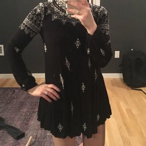 Black and white free people embroidered dress