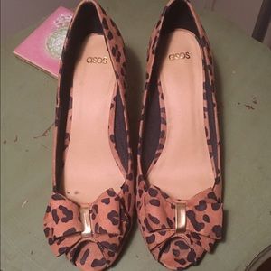 ASOS Leopard Print Faux Suede Kitten Heels
