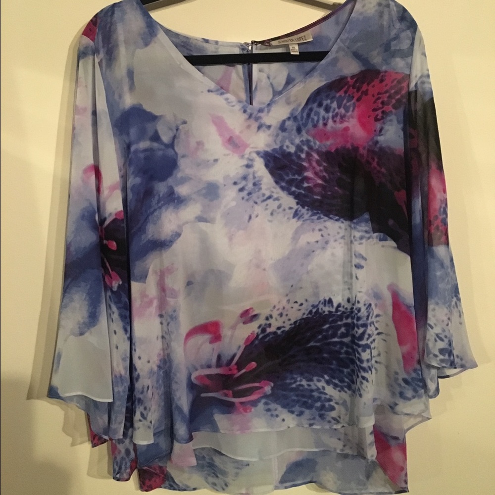 J LO BLOUSE~ double layer chiffon blouse~XL