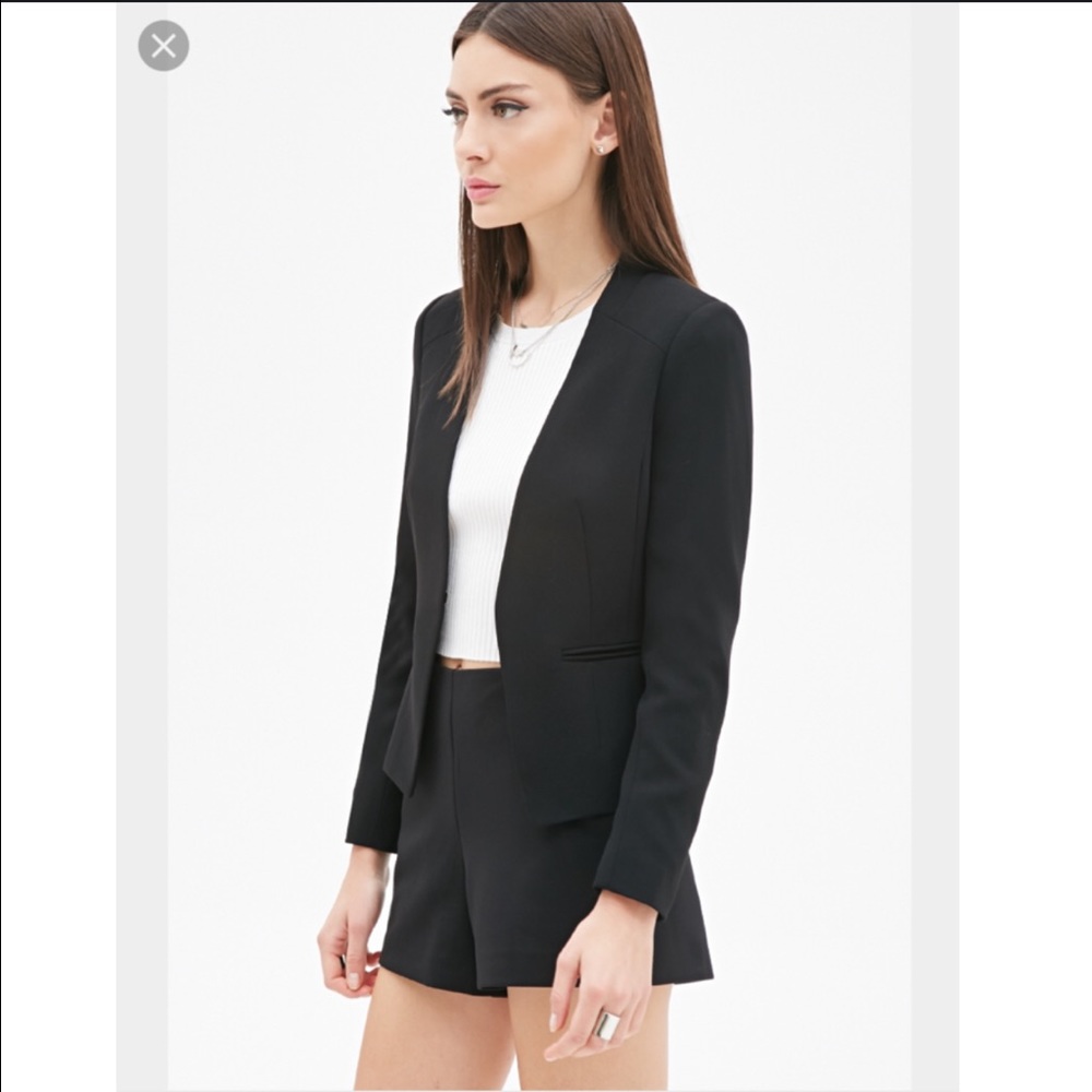 Forever 21 Black Collarless Blazer