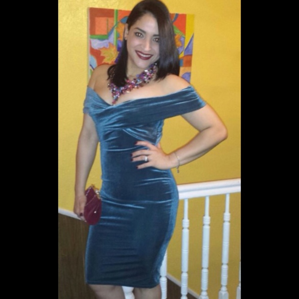 Marilyn velvet pencil midi dress.