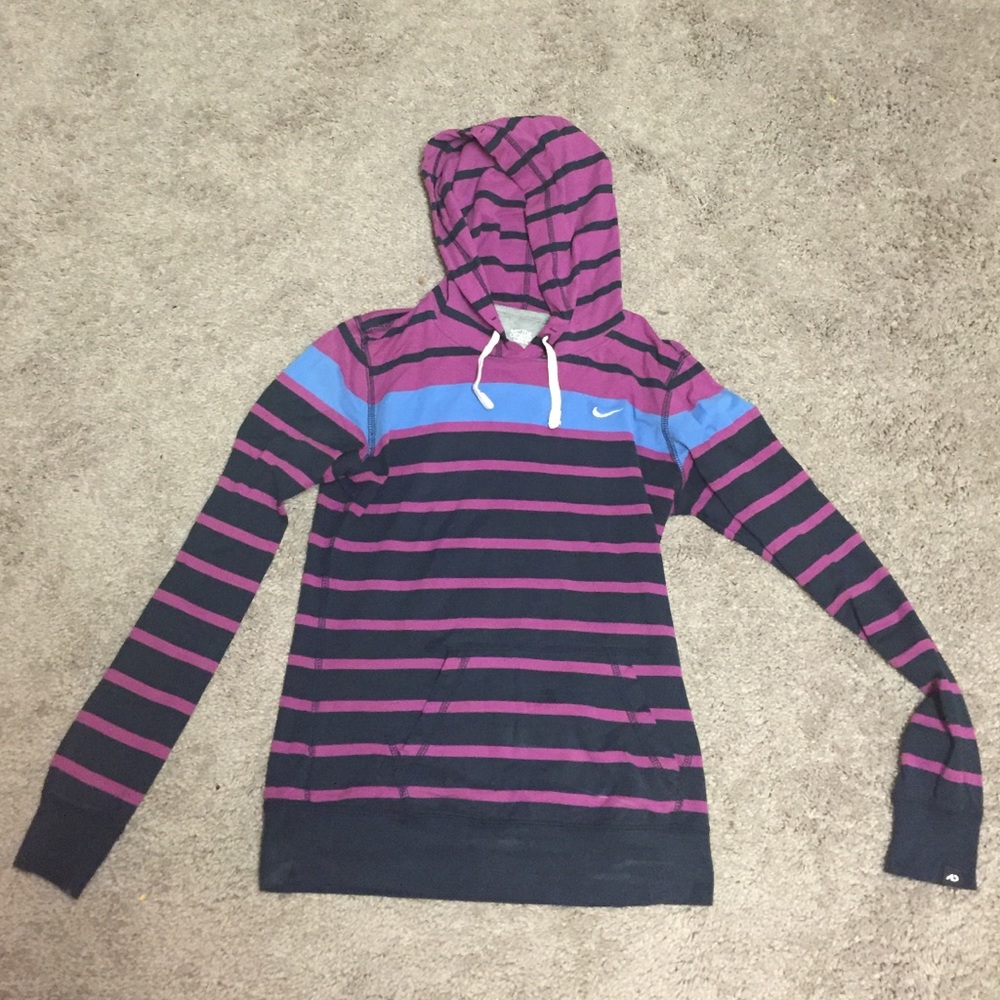 Purple And Black Striped Nike Hoodie XS