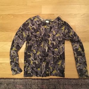 JCrew Jackie cardigan in grey with chartreuse