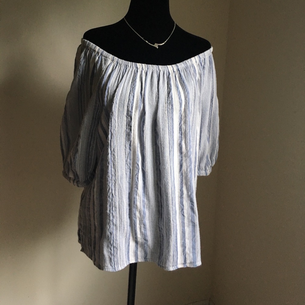 Loft off shoulder stripped top sz M