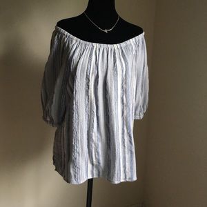 Loft off shoulder stripped top sz M