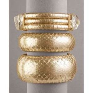 Vintage Ted Rossi Gold, snakeskin printed  bangle