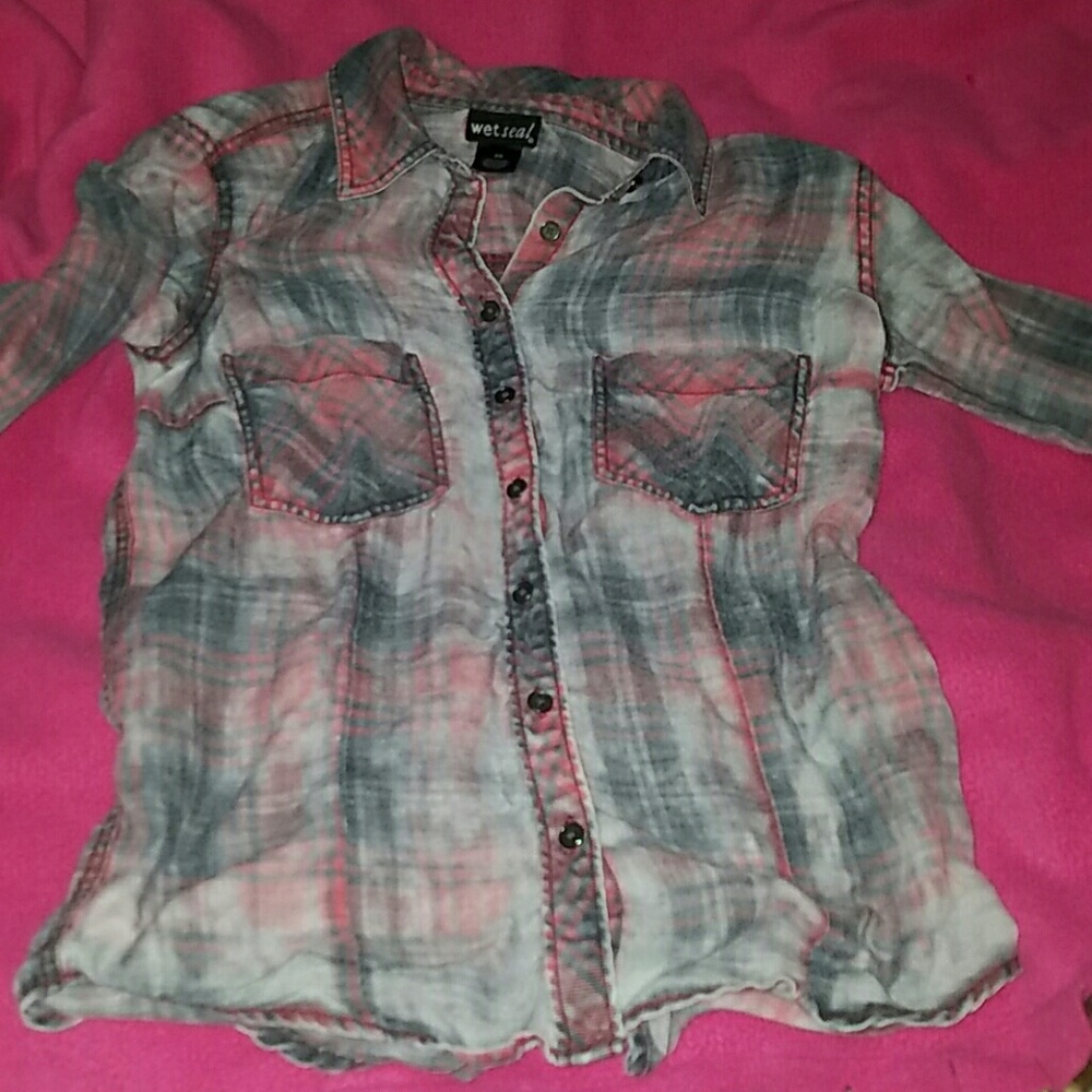 Plaid Button Up w Jersey Numbers on back