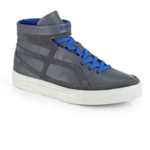 New Men DIESEL sz 10.5 Sneaker High Top Grey Leath