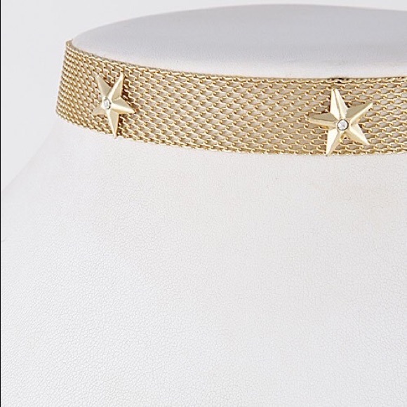 Breath of Youth Jewelry - Gold mesh chain choker with star detail