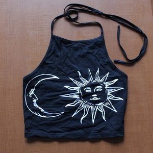 Sun moon crop halter top