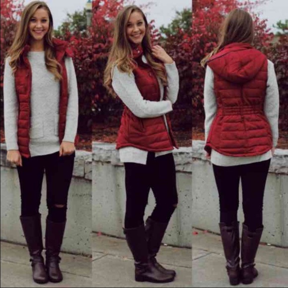 Daisy Jackets & Blazers - Red Hooded Vest