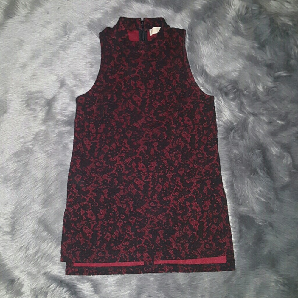 Micheal Kors black and red lace sleeveless tunic