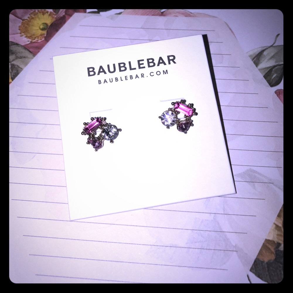 Baublebar patchwork gem studs pink/gold