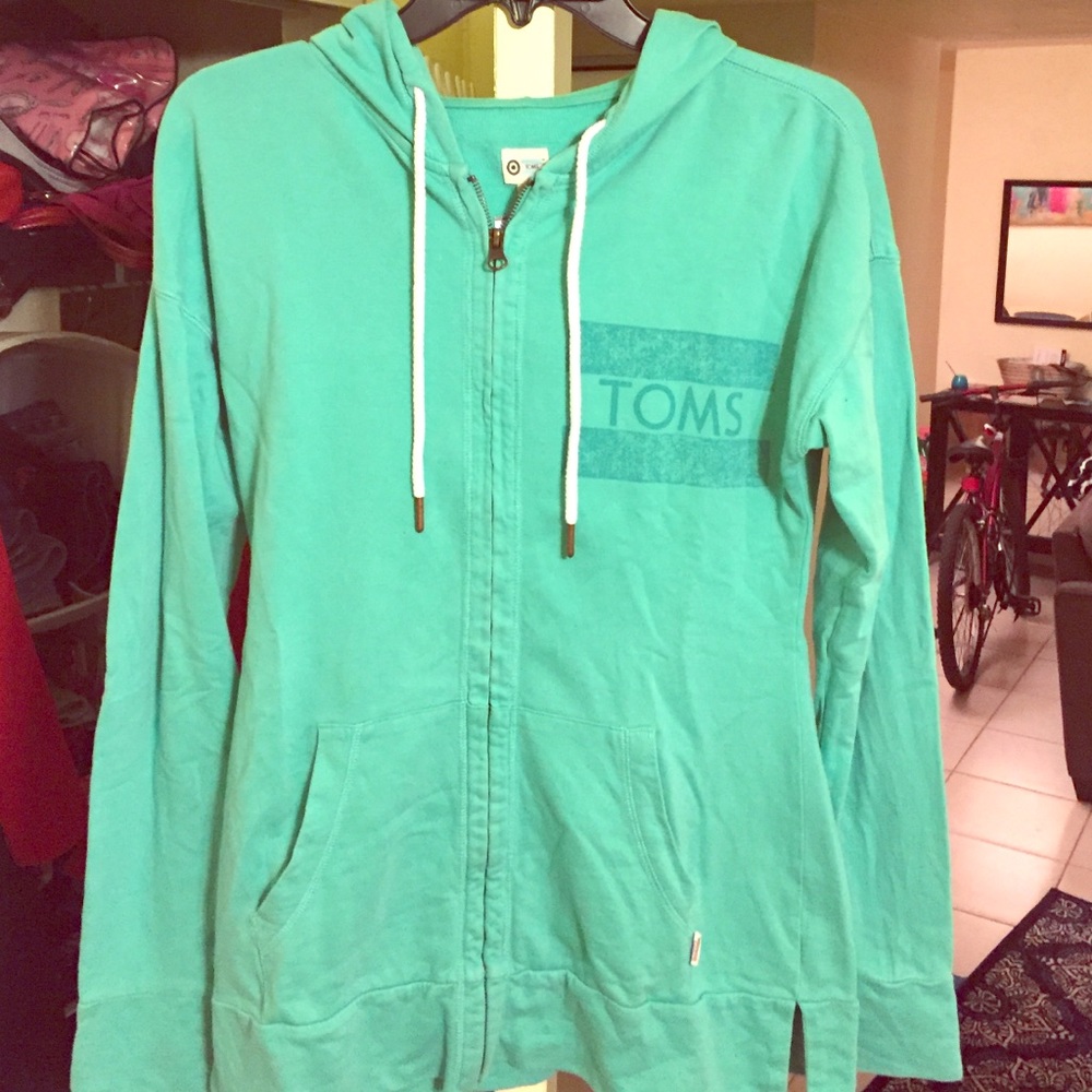 TOMS teal zip up hoodie.