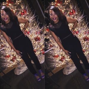 Express Black Mesh Panel Jumpsuit